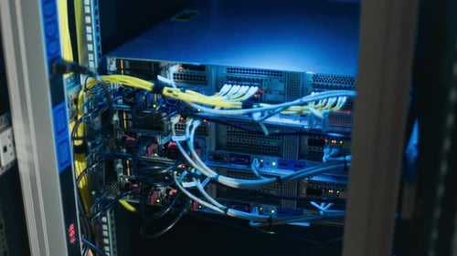 Illuminated Servers and Cables in Data Center
