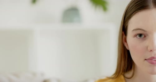 Smiling Young Woman Close Up Portrait Indoors