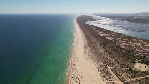 Concept of Popular Destinations for Beach Holidays Aerial View of the Mediterranean Coast Algarve