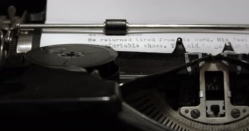 Vintage Typewriter with Typed Text, Close Up Shot