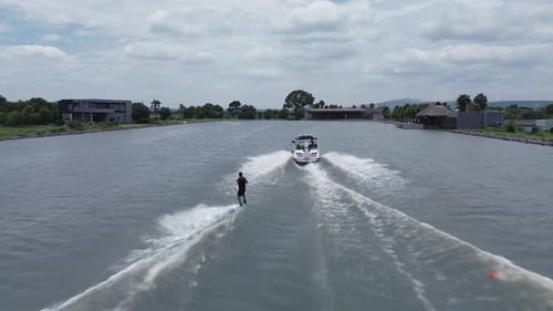 08 10 2024 Queretaro Queretaro Wakeboarding sport practice on a lake or river