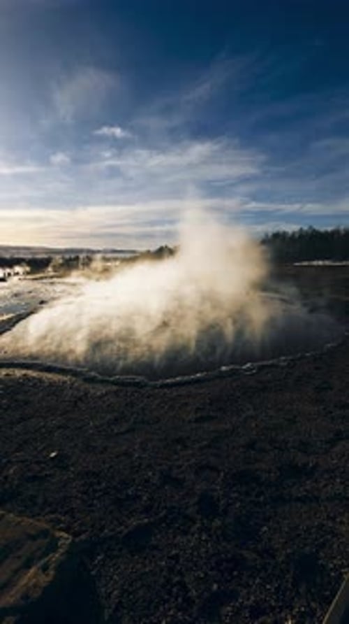 Hot Boiling Vapor From The Ground In Iceland
