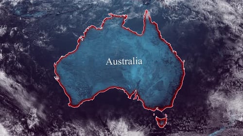 Australia Map Outline Reveal with Country Name Animation