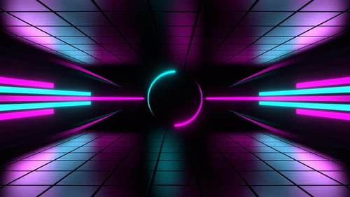 Cyan And Pink Neon Energy Center Background Vj Loop l 4K