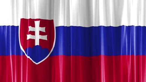 Shiny Waving Slovakia Flag Animation with Curtain Effect