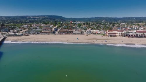 Aerial View of the Santa Cruz Holiday Town By the Pacific Coast in the USA