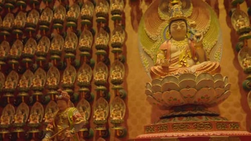 Sculpture of MAHA SHTAMA PRAPTA Buddha Tooth Relic Temple during chinese new year Singapore Chinatow