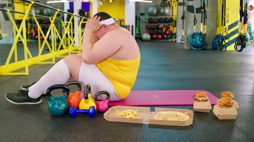 Fat Sportsman Press Exercise In Gym