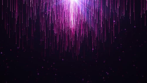 Abstract Purple Glowing Light Particles Falling Background