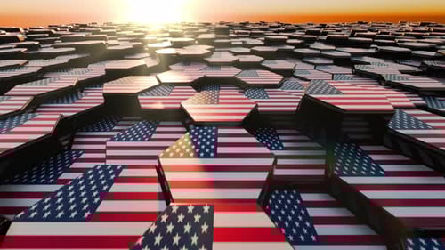 Field Cemetery Representation with Abstract Graves During American Memorial Day
