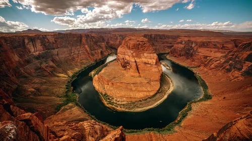 Horseshoe Bend in Arizona is a famous horseshoe-shaped river bend of Colorado River, close to Lake P