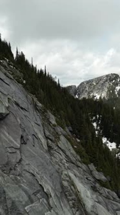 Mountain Landscape With Snow And Trees. British Columbia, Canada.
