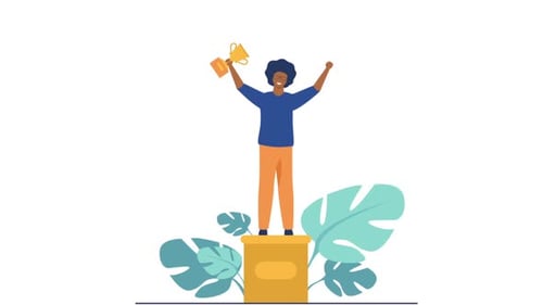 2d Cartoon Holds A Gold Cup