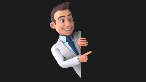 Animated 3D Doctor Character Pointing and Waving