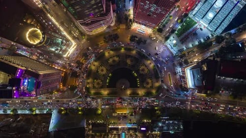 Topdown Aerial Timelapse of Ho Chi Minh City at Night