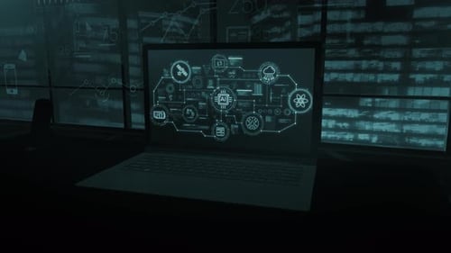 Framework of AI Workflow Illustrations on an Office Laptop