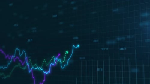 Stock Market Exchange and Forex Candles Chart Background Investment Indexes and Currency Stats Data