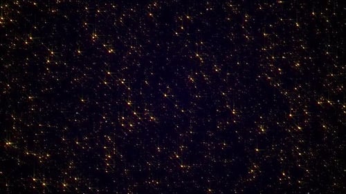 Flying through the glowing twinkling stars on starry night sky in space background animation.