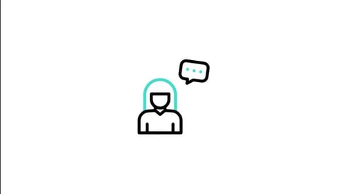 Animated Flat Design User Icon with Speech Bubble
