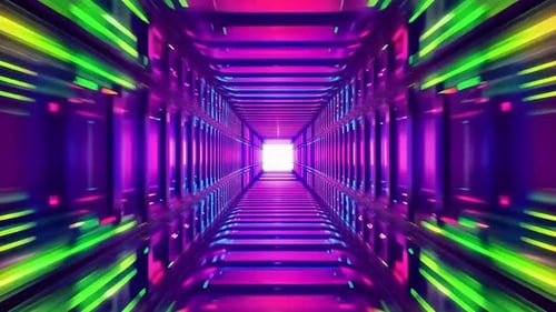 Futuristic Neon SciFi Tunnel Loop Animation