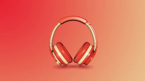 Rotating Red Headphones 3D Animation