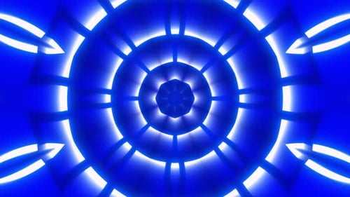 Futuristic Blue Neon Light Tunnel Loop Background