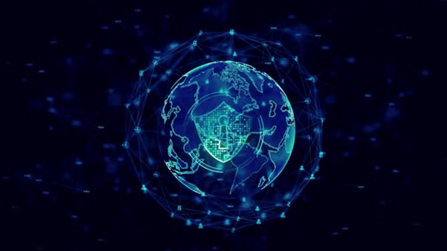 Global Digital Network Cybersecurity Shield Animation, Backgrounds ...
