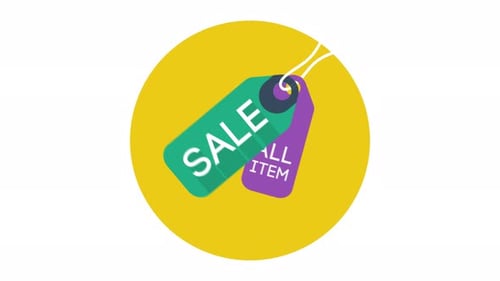 Animated Sale Tags Icon in Flat Design Style