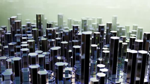 Rising Hexagon Pillars Abstract Background Loop