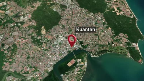 Plan de la ville de Kuantan Zoom (Malaisie) de l'espace à la Terre
