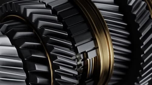 Close-up of metallic gears in intricate detail