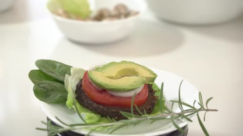 Plant Based Burger on White Plate