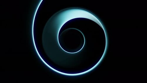 Endloser runder dunkler Spiraltunnel. Gestaltung. Drehende blaue Spirale auf schwarzem Hintergrund.