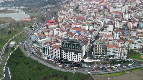 Istanbul/Turkey circa 2023: Movenpick Hotel Golden Horn high altitude rotation
