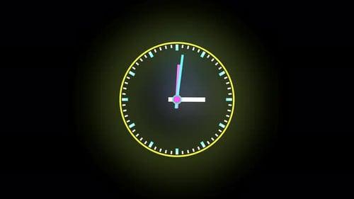 Neon Glowing Digital Clock Ticking Animation