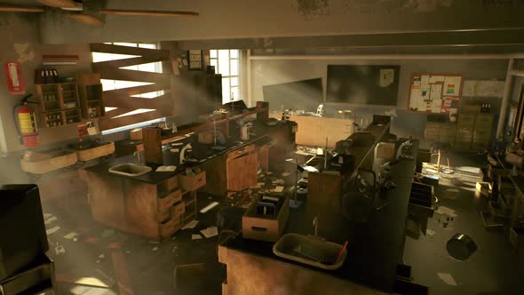 Dolly Shot of Abandoned Dusty Science Laboratory Interior, Backgrounds ...