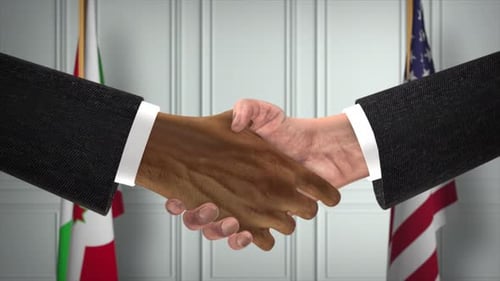 Burundi and USA Partnership Business Deal National Government Flags Official Diplomacy Handshake