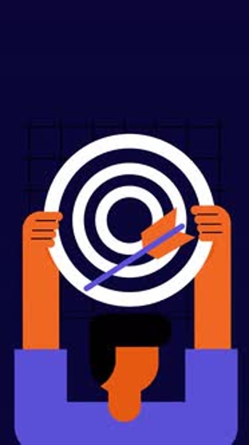 Person Holding Target Achieving Goals Flat Design Animation
