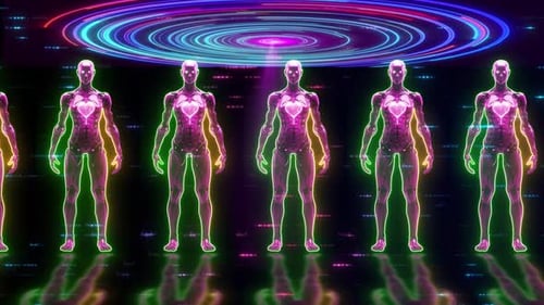 Ai Robot Animation, Artificial Intelligence High Technology Robot Animation With Glowing Neon Line