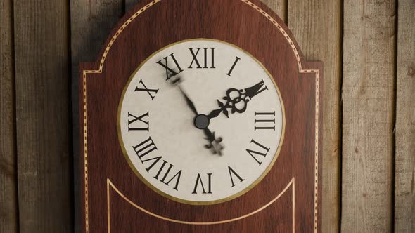 3D animation showing an old grandfather clock spinning fast in a ...