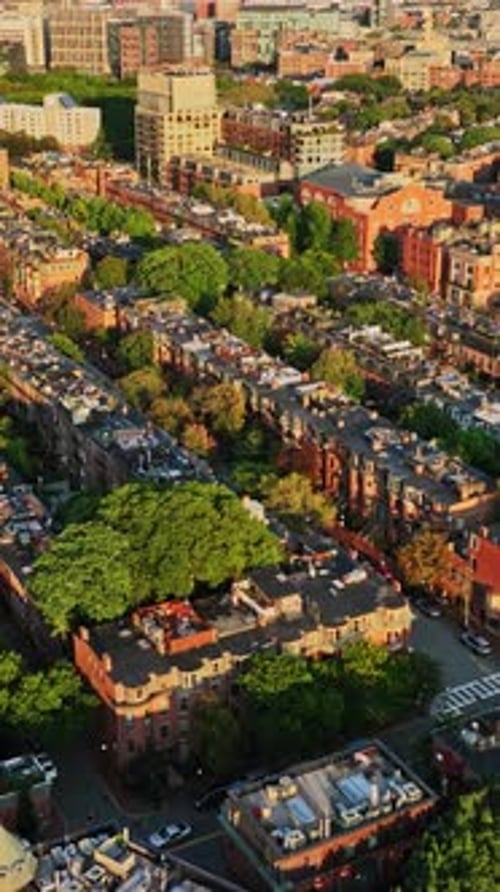 Aerial view of Boston showcasing historic neighborhoods and greenery