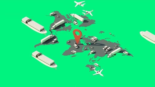 Animated World Map Global Transport Logistics Network