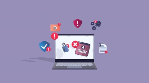 Animation zu Phishing-Betrug und Datenschutzverletzungen zur Sensibilisierung für Cybersicherheit.