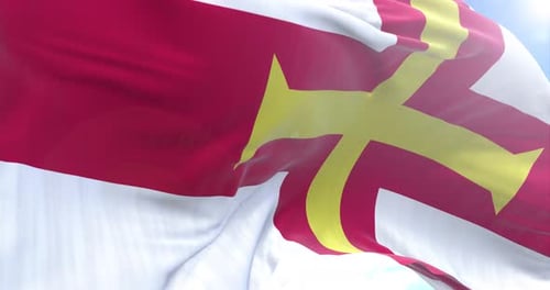 Realistic Flag of Guernsey Waving Loop Animation