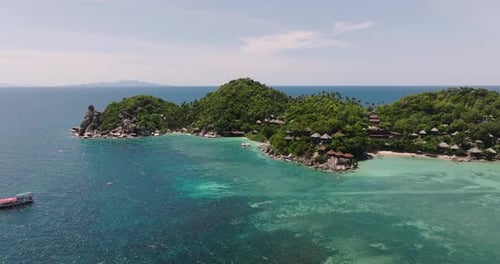 Tropical Island Coastline with Emerald Waters Koh Tao Thailand