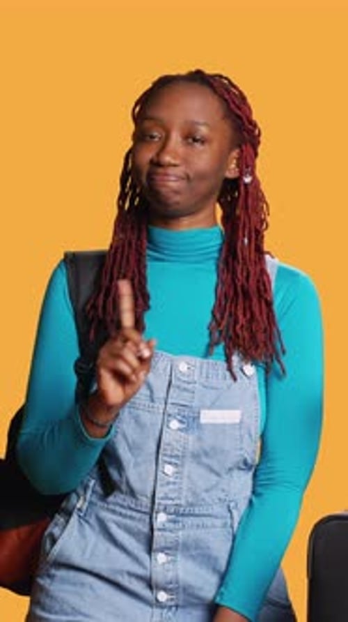 Vertical Video African American Girl Nodding Head Saying No