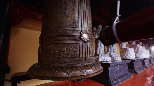 Elaborate Bronze Bell in Buddhist Temple