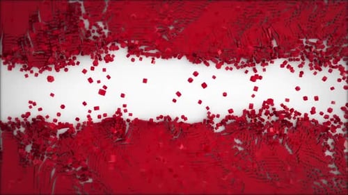 Abstract Red Cube Shatter Horizontal Reveal