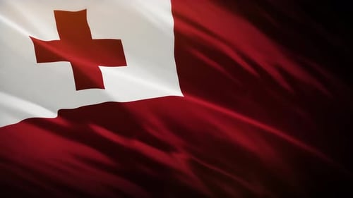 Tonga National Flag Waving in Realistic Motion