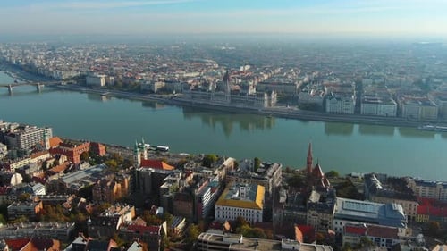 Aerial view of Hungarian Parliament Building in Budapest. Hungary Capital Cityscape at daytime
